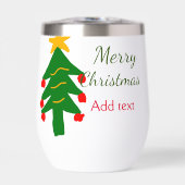 緑の赤いクリスマスツリー陽気なクリスマスの名前を追加 (正面)