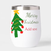 緑の赤いクリスマスツリー陽気なクリスマスの名前を追加 (背面)