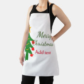 緑の赤いクリスマスツリー陽気なクリスマスの名前を追加 エプロン (インサイチュ)