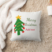 緑の赤いクリスマスツリー陽気なクリスマスの名前を追加 クッション (ブランケット)