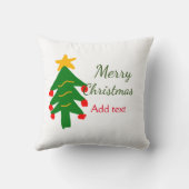 緑の赤いクリスマスツリー陽気なクリスマスの名前を追加 クッション (裏面)