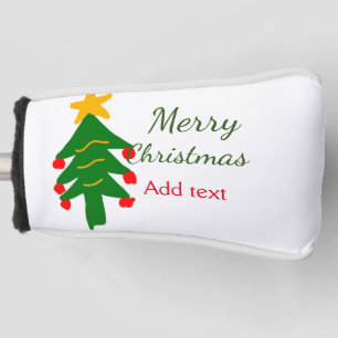 緑の赤いクリスマスツリー陽気なクリスマスの名前を追加 ゴルフヘッドカバー