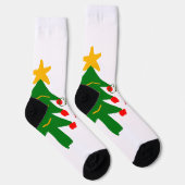 緑の赤いクリスマスツリー陽気なクリスマスの名前を追加 ソックス (右)