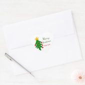 緑の赤いクリスマスツリー陽気なクリスマスの名前を追加 ハートシール (封筒)