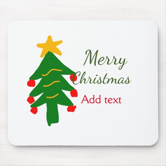 緑の赤いクリスマスツリー陽気なクリスマスの名前を追加 マウスパッド (正面)