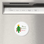 緑の赤いクリスマスツリー陽気なクリスマスの名前を追加 マグネット (インサイチュ (食洗機))