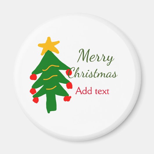 緑の赤いクリスマスツリー陽気なクリスマスの名前を追加 マグネット (正面)