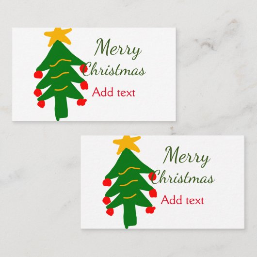 緑の赤いクリスマスツリー陽気なクリスマスの名前を追加 名刺 (正面/裏面)