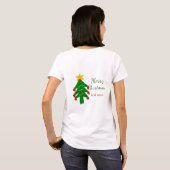 緑の赤いクリスマスツリー陽気なクリスマスの名前を追加 Tシャツ (裏面フル)