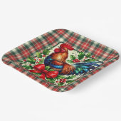 緑の赤いクリスマスルースター ペーパープレート (傾斜あり)