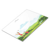 緑の赤いゴルフの女性ゴルファー ノートパッド (アングル)