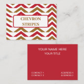 緑の赤いシェブロンストライプのパターン 名刺 (正面/裏面)