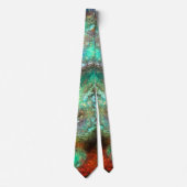 緑の赤いシェードの非常に斑状の抽象芸術テクスチャ ネクタイ (正面)