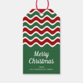 緑の赤いストライプクリスマス ギフトタグ (正面)
