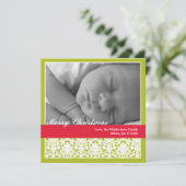 緑の赤いダマエレガントスクのメリークリスマス シーズンカード (スタンド正面)