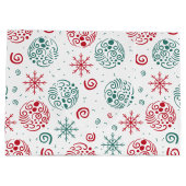 緑の赤いフェスティバルの渦巻きと雪の結晶クリスマス ラージペーパーバッグ (裏面)