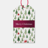 緑の赤いメリークリスマスツリー ギフトタグ (正面)