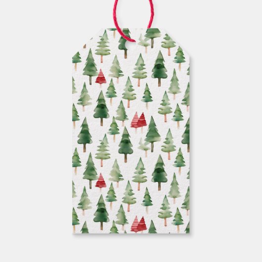 緑の赤いメリークリスマスツリー ギフトタグ (裏面)