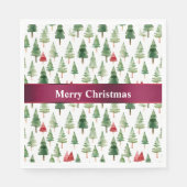 緑の赤いメリークリスマスツリー スタンダードランチョンナプキン (正面)