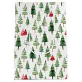 緑の赤いメリークリスマスツリー ミディアムペーパーバッグ (裏面)