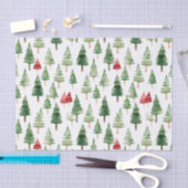 緑の赤いメリークリスマスツリー 薄葉紙 (クラフト)