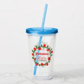 緑の赤いリースcir名前bridesmaid gift yearを追加 アクリルタンブラー (裏面)