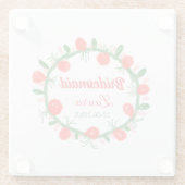 緑の赤いリースcir名前bridesmaid gift yearを追加 ガラスコースター (裏面)
