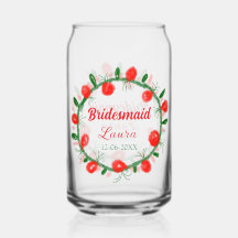 緑の赤いリースcir名前bridesmaid gift yearを追加
