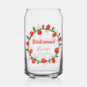 緑の赤いリースcir名前bridesmaid gift yearを追加 ガラス缶 (裏面)