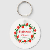 緑の赤いリースcir名前bridesmaid gift yearを追加 キーホルダー (裏面)