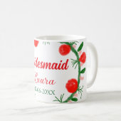 緑の赤いリースcir名前bridesmaid gift yearを追加 コーヒーマグカップ (正面右)