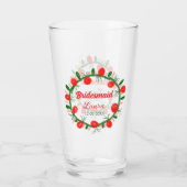 緑の赤いリースcir名前bridesmaid gift yearを追加 タンブラーグラス (裏面)
