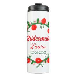 緑の赤いリースcir名前bridesmaid gift yearを追加 タンブラー