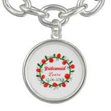 緑の赤いリースcir名前bridesmaid gift yearを追加