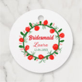 緑の赤いリースcir名前bridesmaid gift yearを追加 フェイバータグ (裏面)