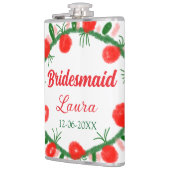 緑の赤いリースcir名前bridesmaid gift yearを追加 フラスク (左)