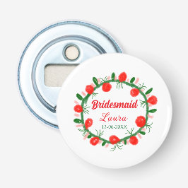 緑の赤いリースcir名前bridesmaid gift yearを追加 栓抜き
