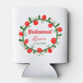 緑の赤いリースcir名前bridesmaid gift yearを追加 缶クーラー (裏面)