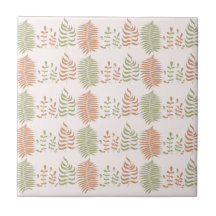 緑の赤いレトロヴィンテージリーフパターン