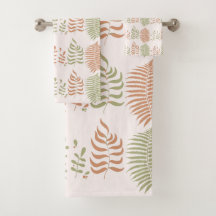 緑の赤いレトロヴィンテージリーフパターン