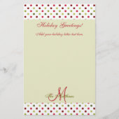 緑の赤い休日の手紙のテンプレート|の水玉模様 便箋 (正面)