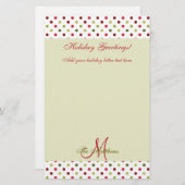 緑の赤い休日の手紙のテンプレート|の水玉模様 便箋 (正面/裏面)