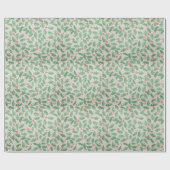 緑の赤い松の木の枝と果実クリスマス ラッピングペーパー (フラット)