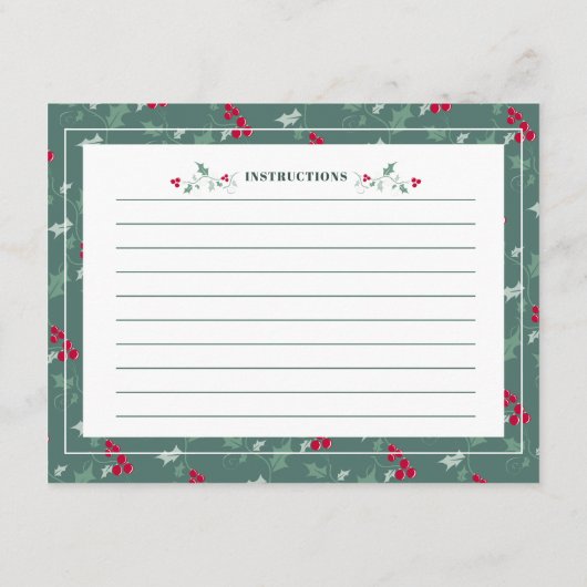 緑の赤い果実の季節のレシピカード エンクロージャーカード (裏面)