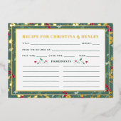 緑の赤い果実の季節のレシピカード 箔招待状 (正面)