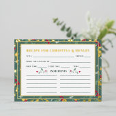 緑の赤い果実の季節のレシピカード 箔招待状 (立ち正面)