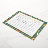 緑の赤い果実の季節のレシピカード 箔招待状 (回転した状態)