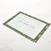 緑の赤い果実の季節のレシピカードv2 箔招待状 (回転した状態)