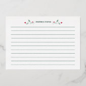 緑の赤い果実の季節のレシピカードv2 箔招待状 (裏面)