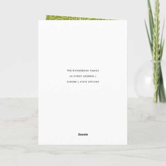 緑の赤い果実の水の色のクリスマスピース カード (裏面)